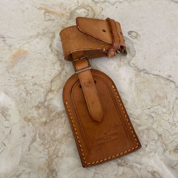 Vintage Louis Vuitton Vachetta Leather Luggage Tag & Poignet - Picture 2 of 12